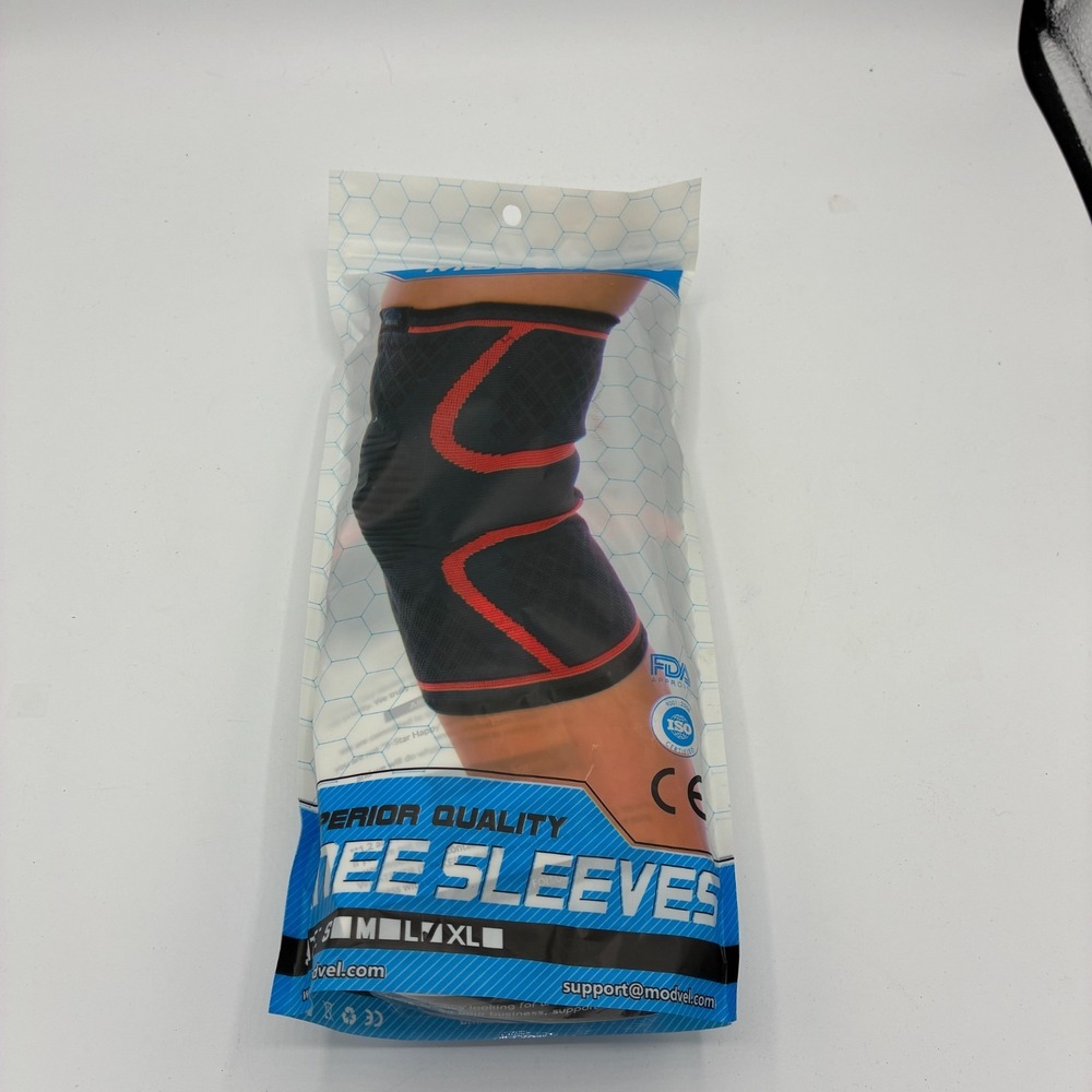 Modvel MV-112 Knee Compression Sleeve Size Large Black Red New